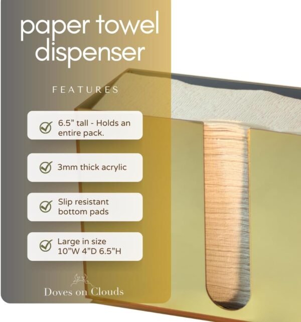 Paper Towel Dispenser Countertop, Gold Paper Towel Holder Co... - Image 2