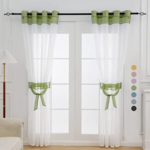 L.Z.E White Sheer Curtains 84 Inches Long 2 Panels Set Windo...