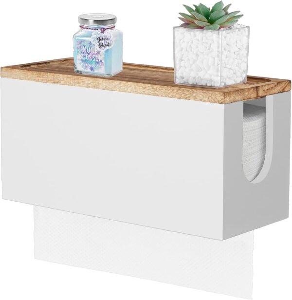 Paper Towel Dispenser Wall Mount, Wooden Bathroom Paper Towe...