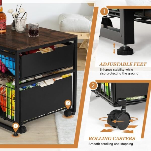 Mini Fridge Stand with Storage Drawer, 21.7”x21.7” Heavy Dut... - Image 3