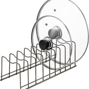 Pot Lid Holder Organizer, Kitchen Countertop Storage Rack Cu...