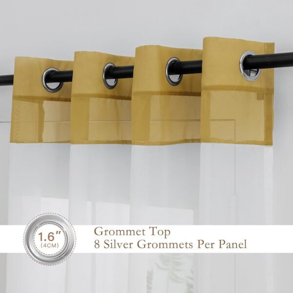 L.Z.E White and Gold Sheer Curtains 84 Inches Long 2 Panels ... - Image 3