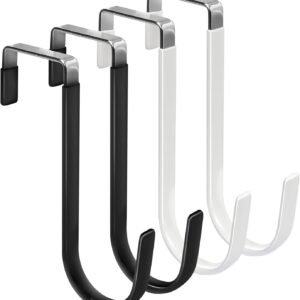 FYY Over The Door Hooks, 4 Pack Door Hangers Hooks with Rubb...