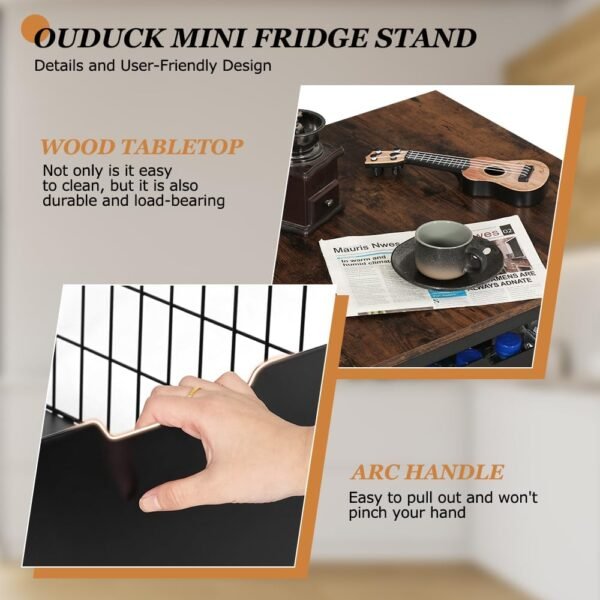 Mini Fridge Stand with Storage Drawer, 21.7”x21.7” Heavy Dut... - Image 2
