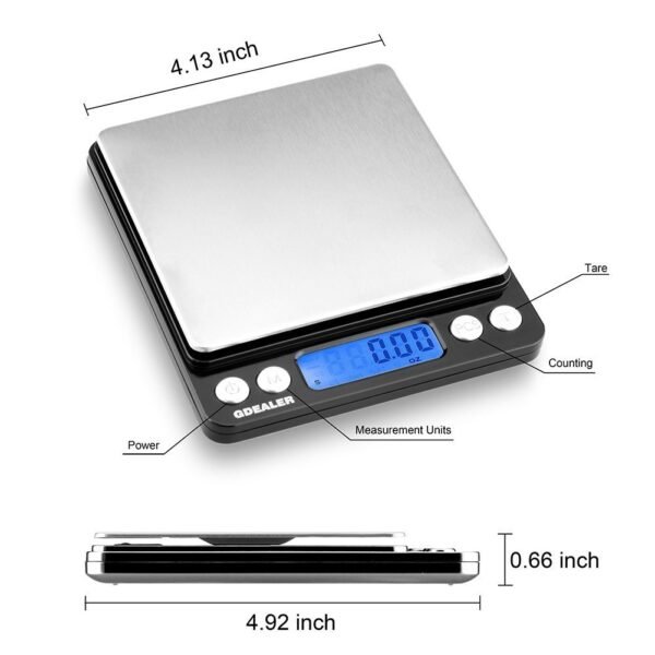 GDEALER Digital Pocket Kitchen Scale 0.001oz/0.01g 500g Kitc... - Image 3