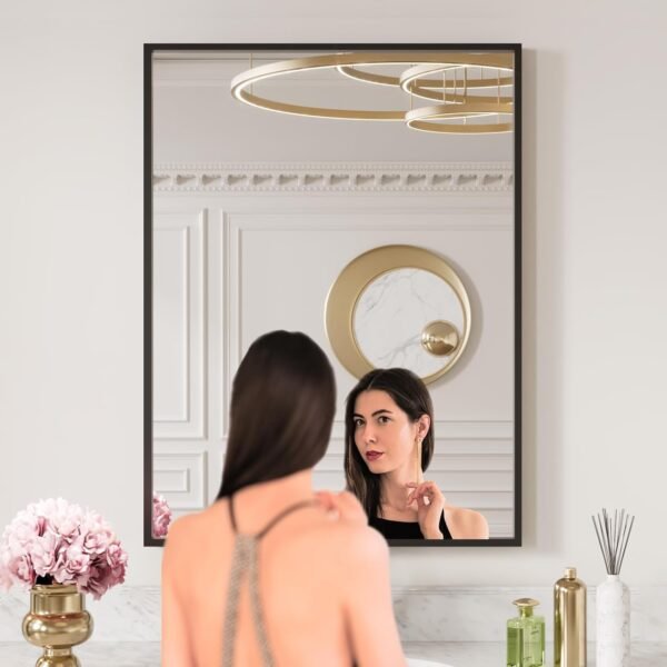 LOAAO 24"X32" Black Rectangle Bathroom Mirror Wall, Matte Bl... - Image 2
