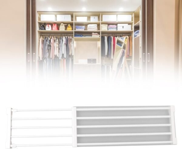 Expandable Closet Tension Shelf, PP Steel Tube Adjustable Wa... - Image 4