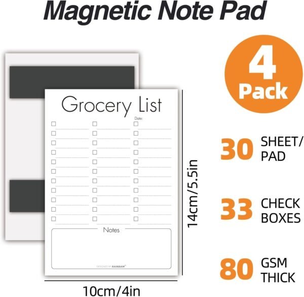 Rainbam Magnetic Notepads for Fridge 4 Pack - Shopping, To-D... - Image 2