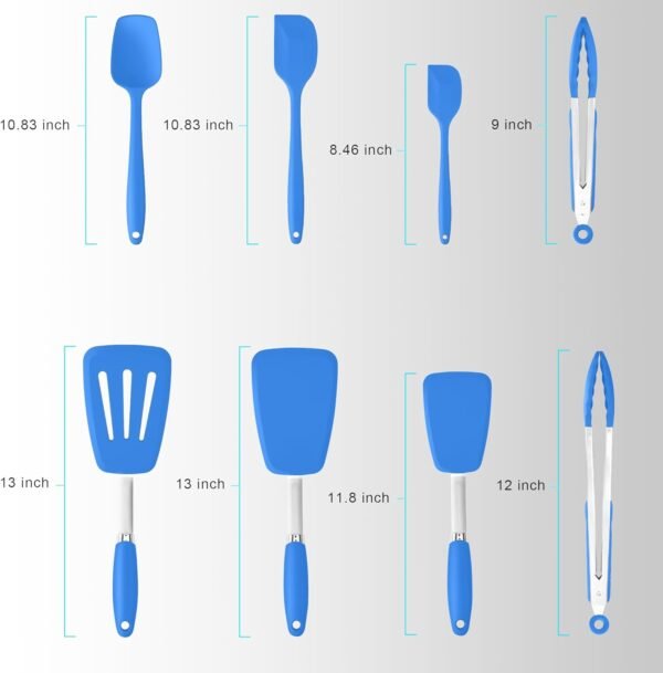 Silicone Spatulas Set Turners Tongs Cooking Utensils Set Hig... - Image 2
