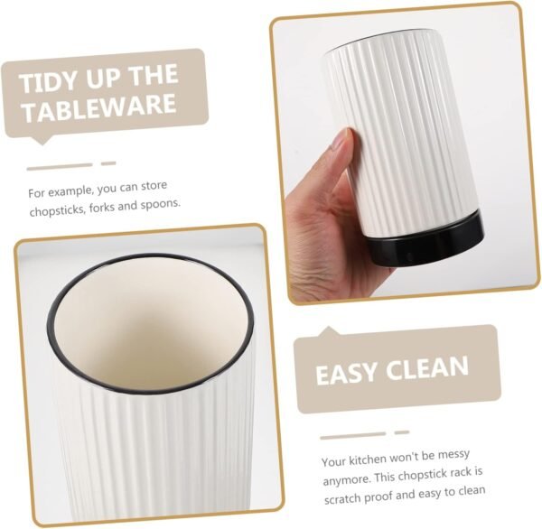 1Pc Ceramic Chopstick Holder Organizer White Draining Contai... - Image 6