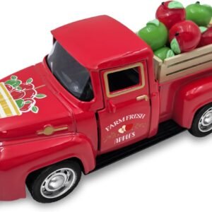 Fall Apple Decor Vintage Metal Truck with Mini Fake Apples a...