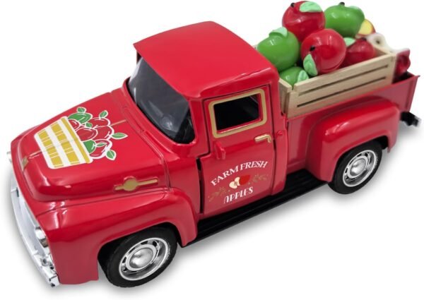 Fall Apple Decor Vintage Metal Truck with Mini Fake Apples a...