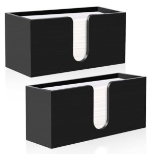 2Pack Black Paper Towel Dispenser Countertop, Wood Paper Tow...