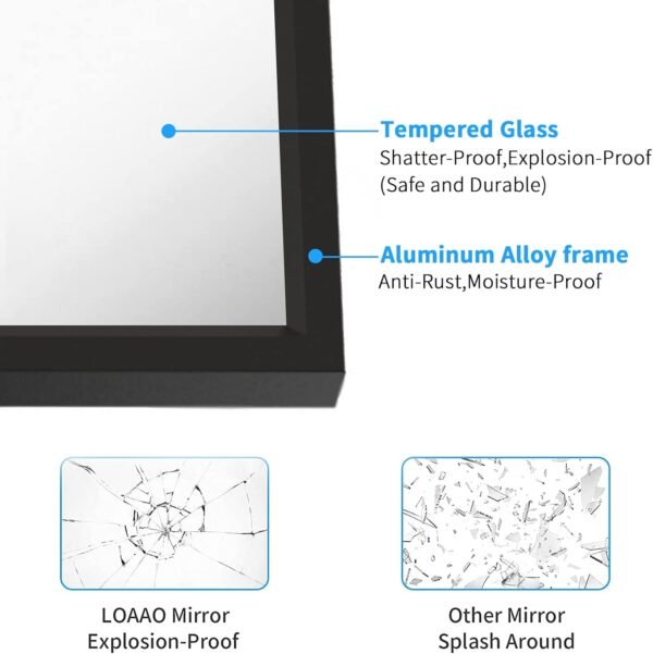 LOAAO 24"X32" Black Rectangle Bathroom Mirror Wall, Matte Bl... - Image 5