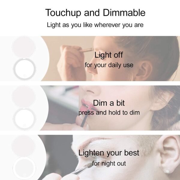 Compact Mirror with LED Light,1x/10x Magnifying Rechargeable... - Image 3