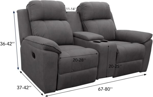Easy-Going 1 Piece Stretch Reclining Loveseat with Middle Co... - Image 2