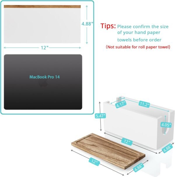 Paper Towel Dispenser Wall Mount, Wooden Bathroom Paper Towe... - Image 2