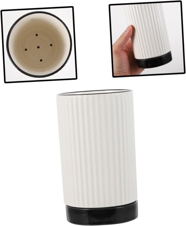 1Pc Ceramic Chopstick Holder Organizer White Draining Contai... - Image 2