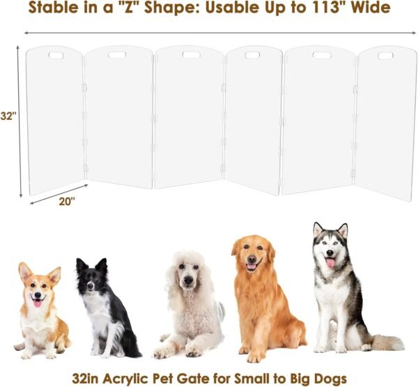 Modern Frame Clear Acrylic Freestanding Dog Gate - 32" Tall ... - Image 4