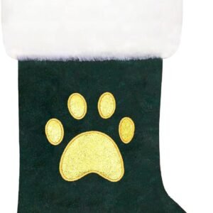 20 Inches Monogram Christmas Stockings Green Velvet with Whi...
