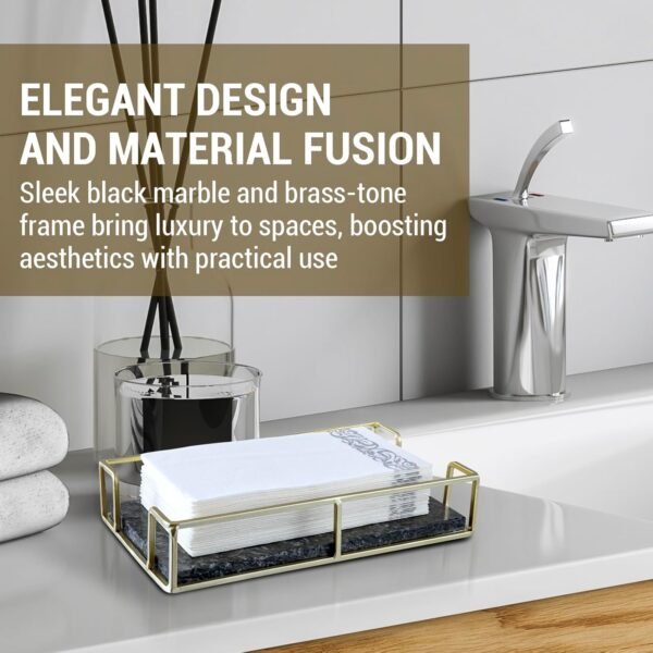 MyGift Hotel Series Commercial Guest Napkin Holder, Black Ma... - Image 2