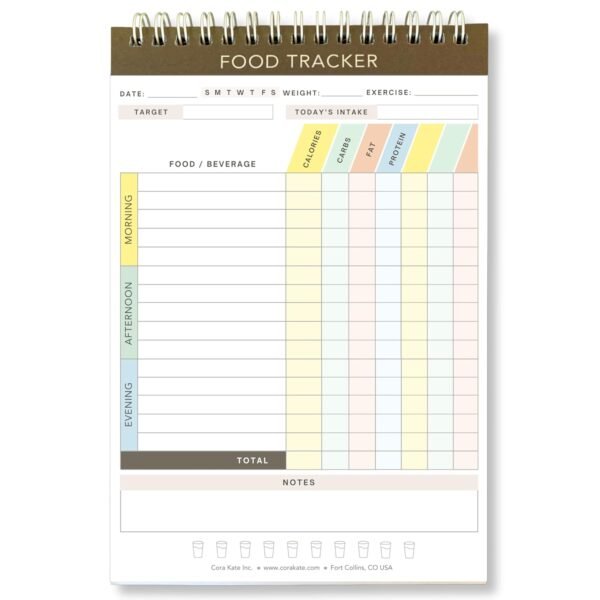 Cora Kate Food Journal Diary, 5.5 x 8.5 Calorie Counter Book...