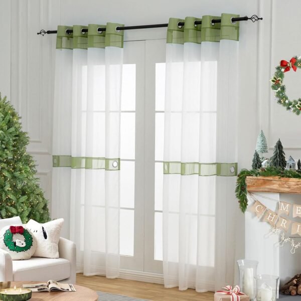L.Z.E White Sheer Curtains 84 Inches Long 2 Panels Set Windo... - Image 9