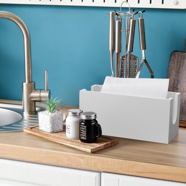 Paper Towel Dispenser Wall Mount, Wooden Bathroom Paper Towe... - Image 4