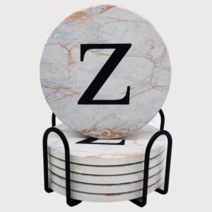 Monogrammed Coasters for Drinks Absorbents with Holder, Set ...