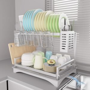 B-Land Dish Drying Rack: 2 Tier Dish Racks for Kitchen Count...