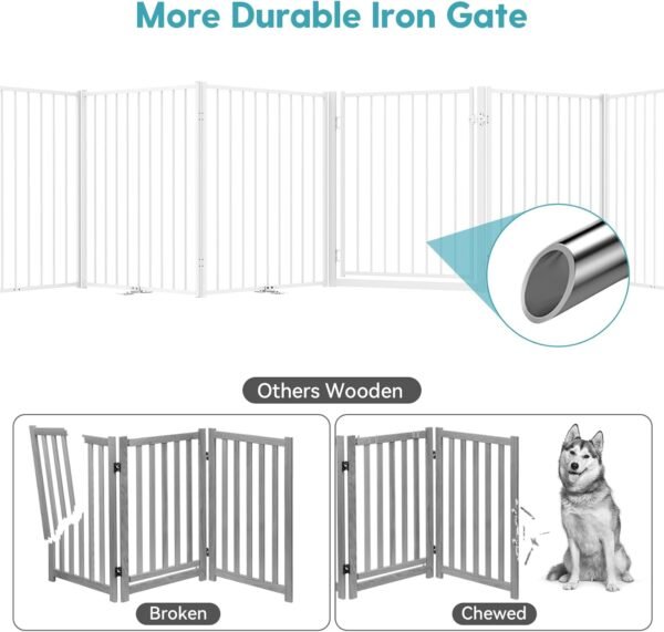 No Pawblems Free Standing Dog Gate with Door, 30'' Tall Fold... - Image 2