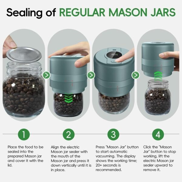 Mason Jar Vacuum Sealer Kit, Electric Sealer for Wide and Re... - Image 5