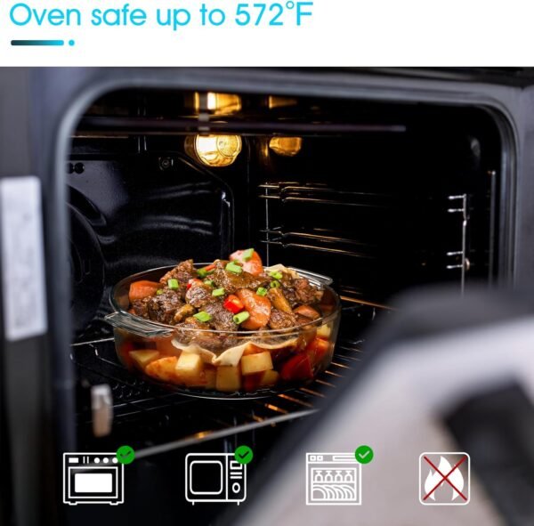 NUTRIUPS Small Glass Casserole Dish with Lid Oven Safe Casse... - Image 4