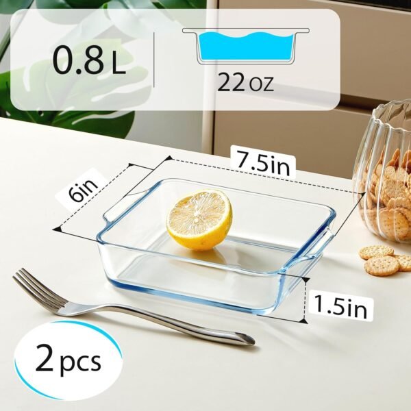 NUTRIUPS 6x6 Baking Dish 2-pack, Square Glass Baking Dish fo... - Image 2