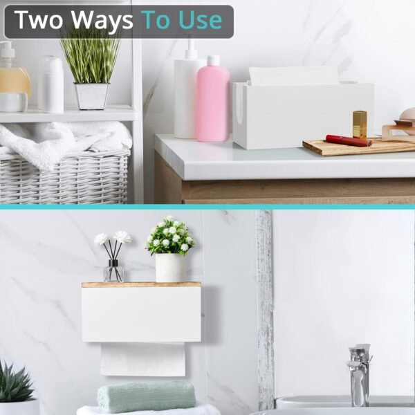 Paper Towel Dispenser Wall Mount, Wooden Bathroom Paper Towe... - Image 6