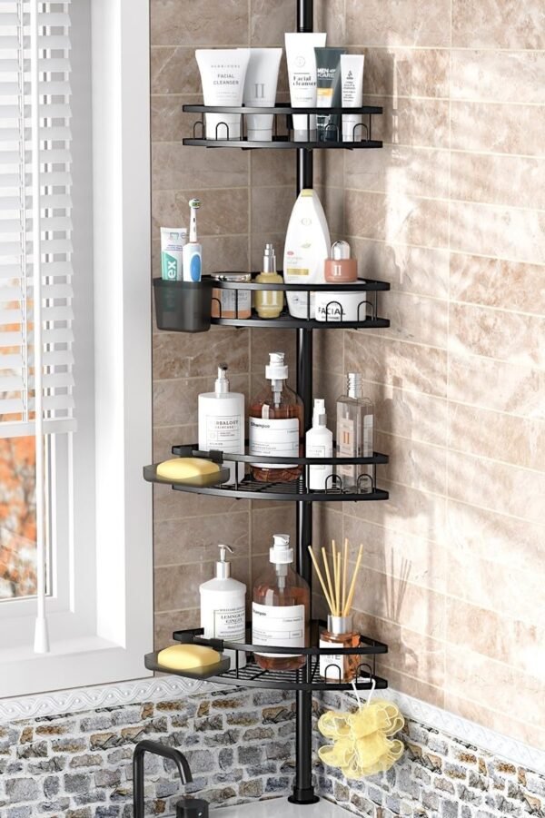 Tension Pole Shower Caddy Corner: Adjustable 4tier Bathroom ...