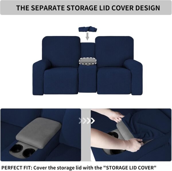 Easy-Going 1 Piece Stretch Reclining Loveseat with Middle Co... - Image 3