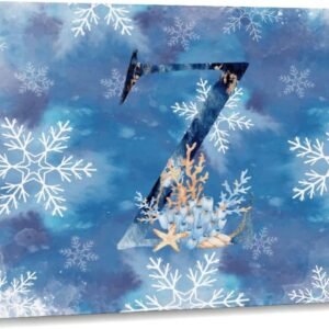 Blue Initial Number Letter Z Coral Reef Canvas Wall Art Prin...