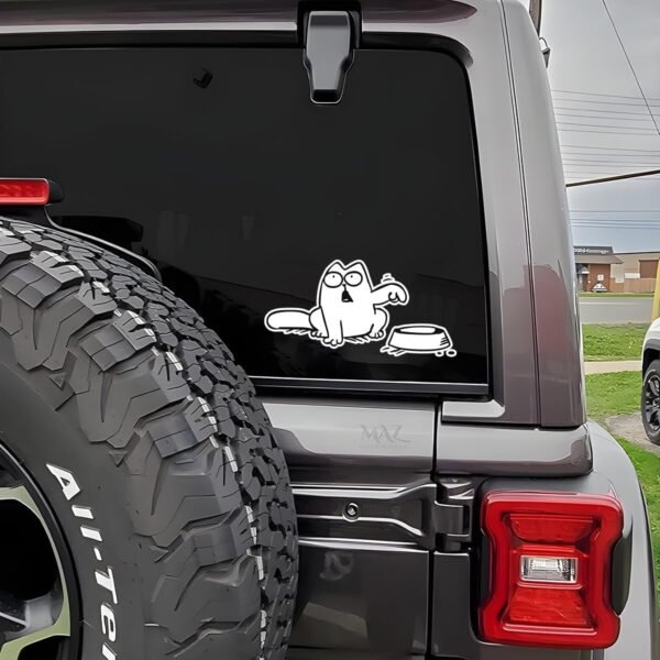 Funny Hungry Cat Car Sticker, 2PCS Waterproof Cat Needs Food... - Image 3