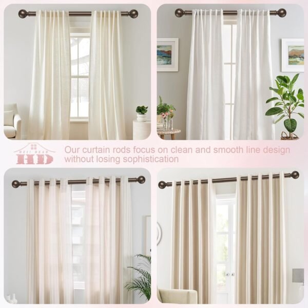Hei!Dear 2 Pack Bronze Curtain Rods for window 48 to 84 Inch... - Image 4