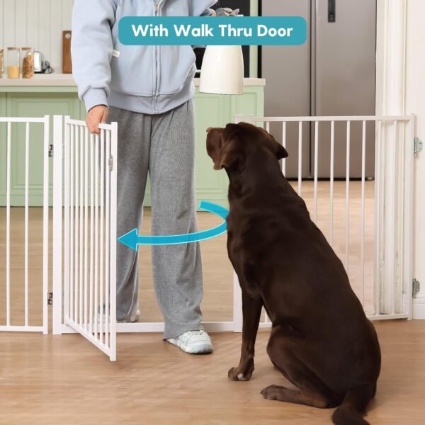No Pawblems Free Standing Dog Gate with Door, 30'' Tall Fold... - Image 6