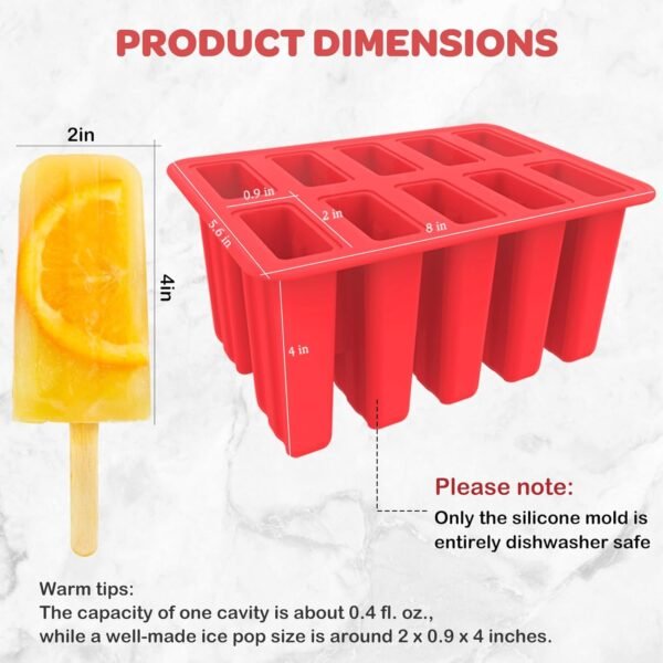 Miaowoof Homemade Popsicle Molds, 10-Cav Non-BPA Silicone Ic... - Image 5