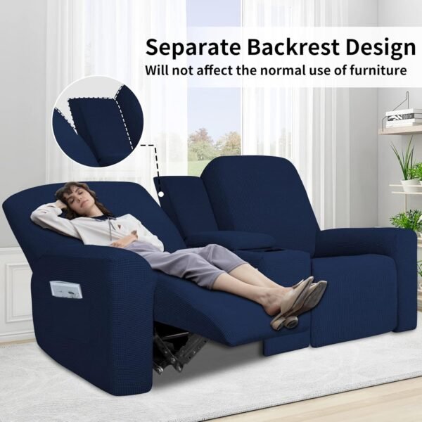 Easy-Going 1 Piece Stretch Reclining Loveseat with Middle Co... - Image 4
