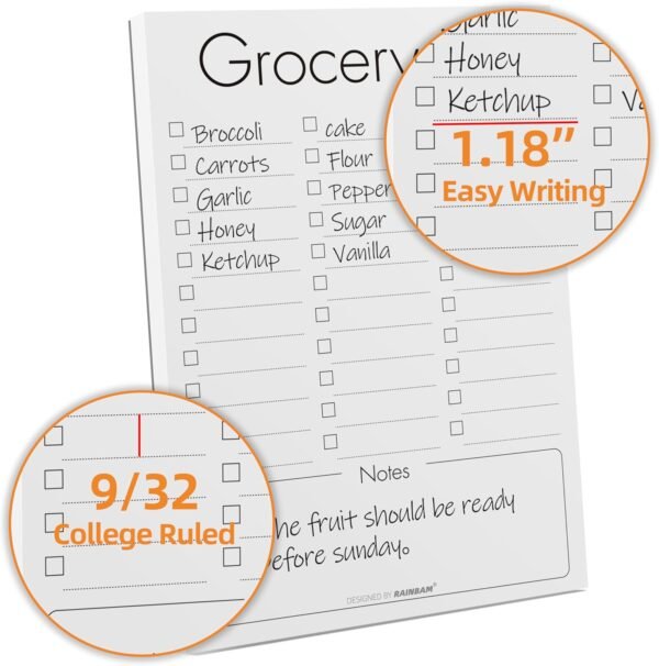 Rainbam Magnetic Notepads for Fridge 4 Pack - Shopping, To-D... - Image 3