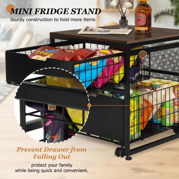 Mini Fridge Stand with Storage Drawer, 21.7”x21.7” Heavy Dut... - Image 5