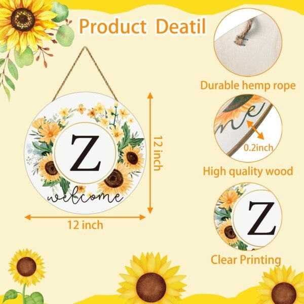 Sunflower Decor Monogram Letter Z Wreaths for Front Door Wre... - Image 2