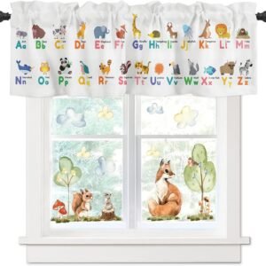 ABC Learning Alphabet Windows Valances Curtain A to Z Animal...
