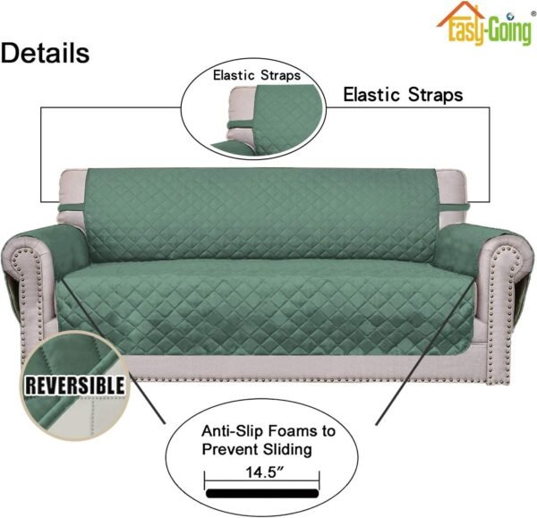 Easy-Going Reversible Loveseat Couch Cover for 2 Cushion Cou... - Image 3