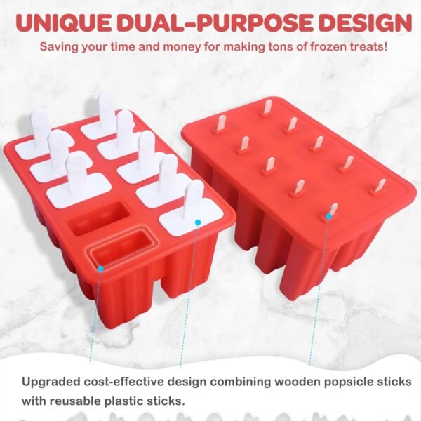 Miaowoof Homemade Popsicle Molds, 10-Cav Non-BPA Silicone Ic... - Image 3