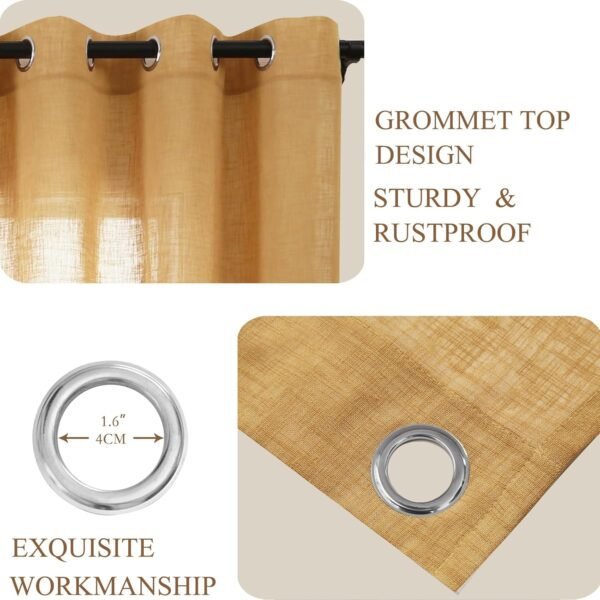 L.Z.E Gold Sheer Curtains for Living Room, 96 Inches Long, L... - Image 4